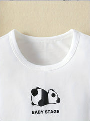 Baby Girls Short Sleeve Panda Graphic T-Shirt for Spring and Summer