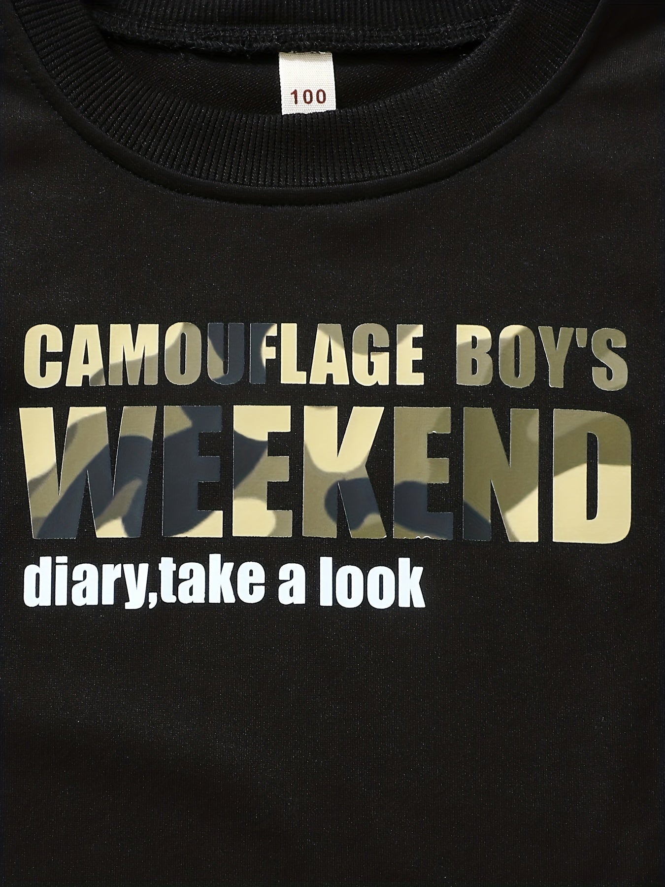 Boy's Camo Sweatshirt & Sweatpants Set Weekend Print Top Outfit