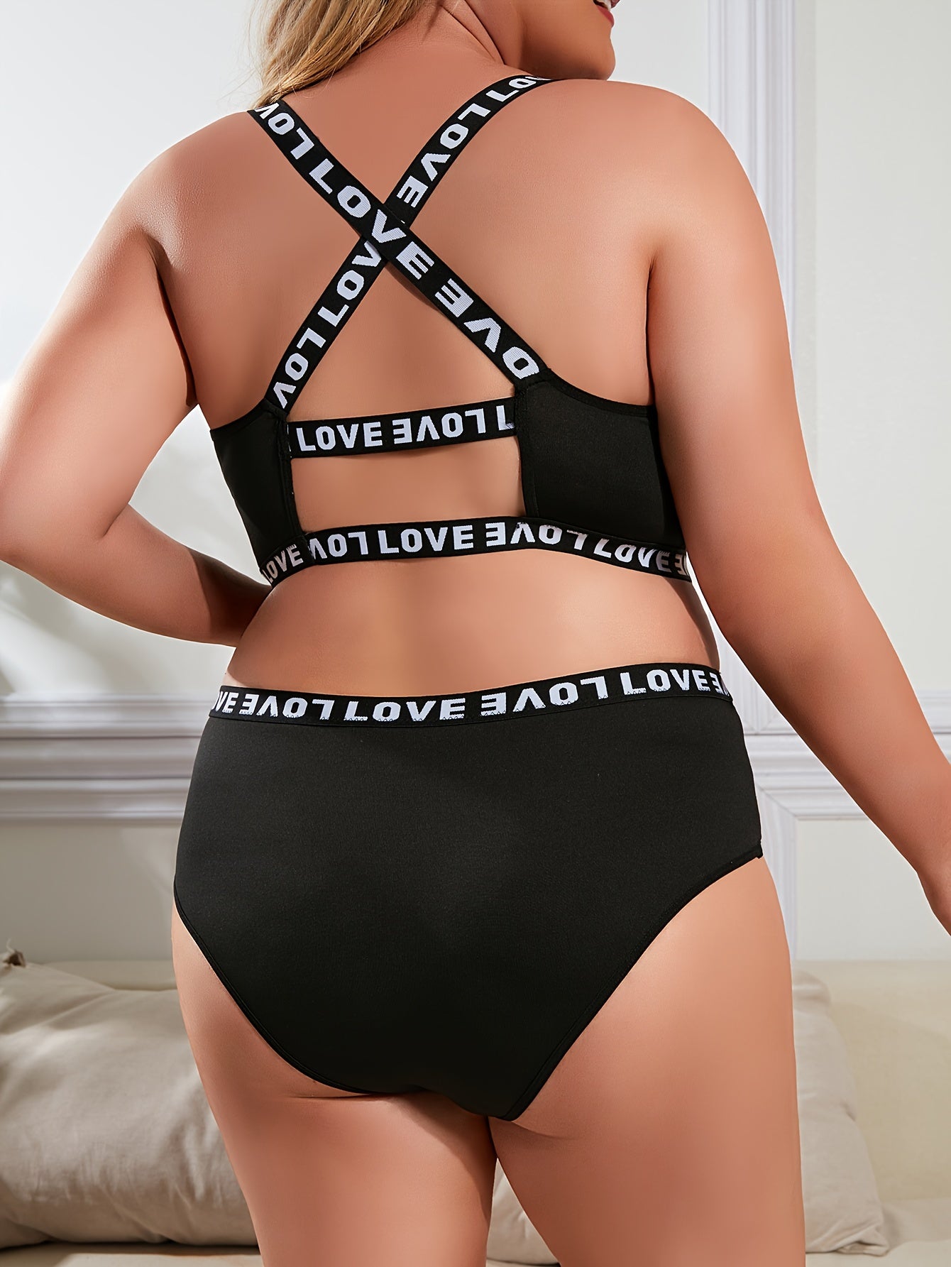 Sports Outfit: Letter Tape Top & Underwear Set