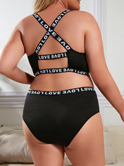 Sports Outfit: Letter Tape Top & Underwear Set