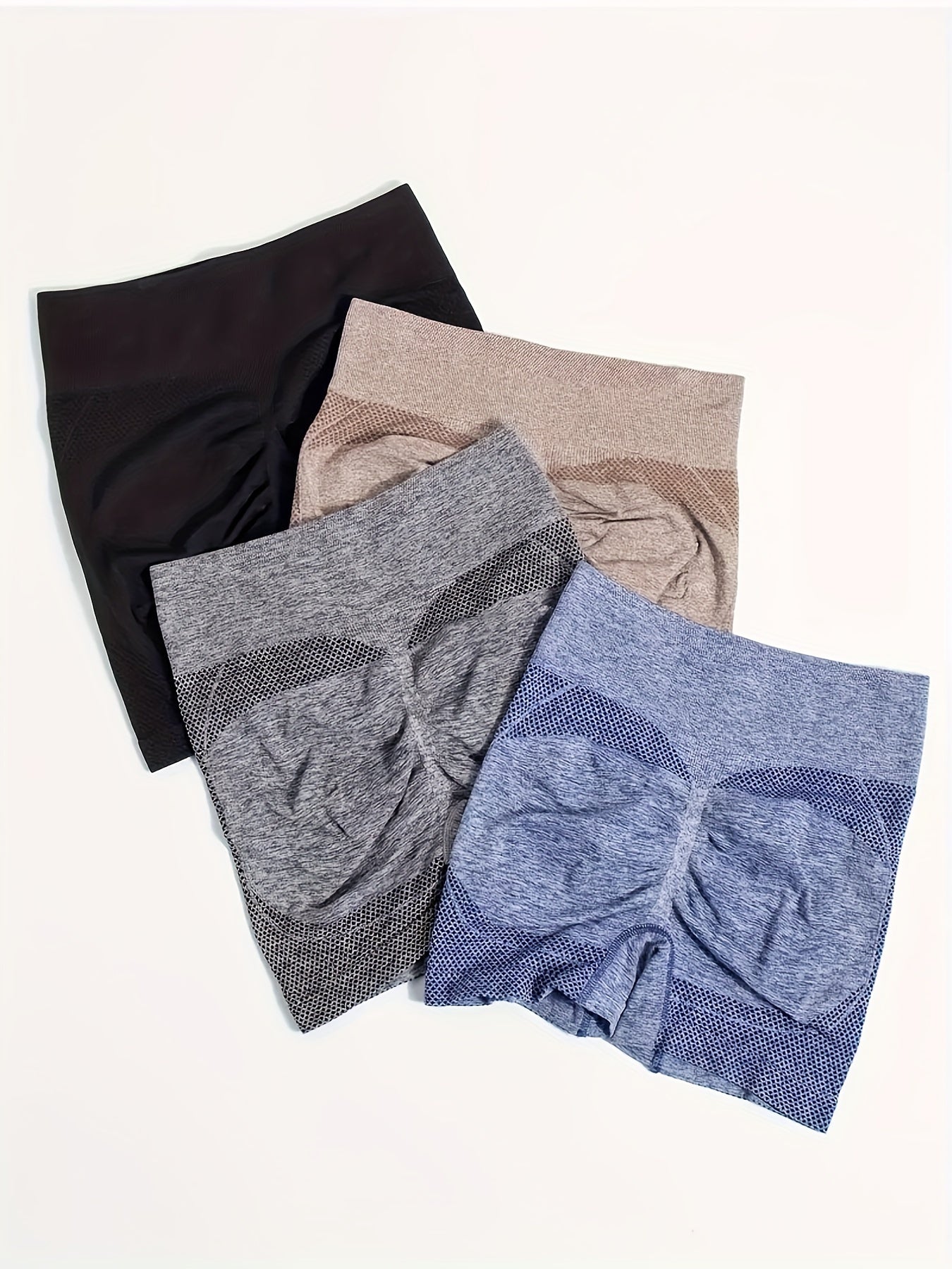4pcs Quick Dry Fitness Shorts Seamless High Waist Tummy Control Yoga Leggings