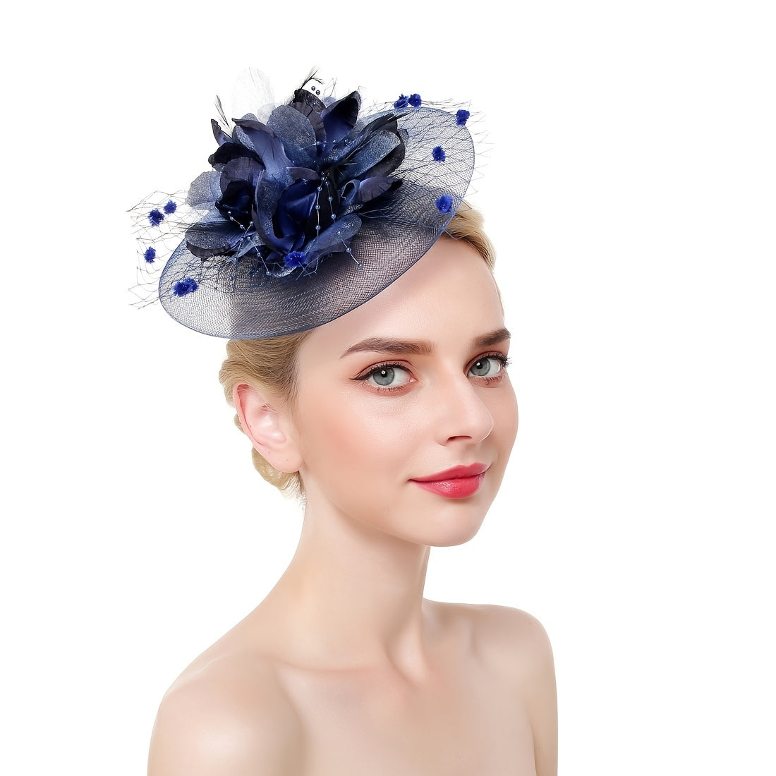 Vintage Bridal Mesh Hat with Feather Hair Ornament