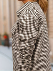 Houndstooth Print Shacket & Pants 2 Piece Set