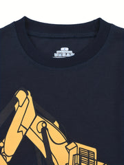Boys Excavator Graphic Pajamas Set Short Sleejsonves Tops & Bottoms