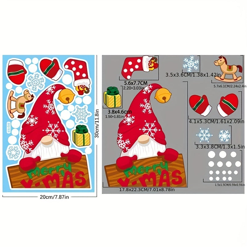9pcs Christmas Window Decorations Snowman Elk Electrostatic Stickers