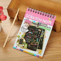 DIY Magic Rainbow Scraping Painting Art Scratch Paper Graffiti Stencil Drawing