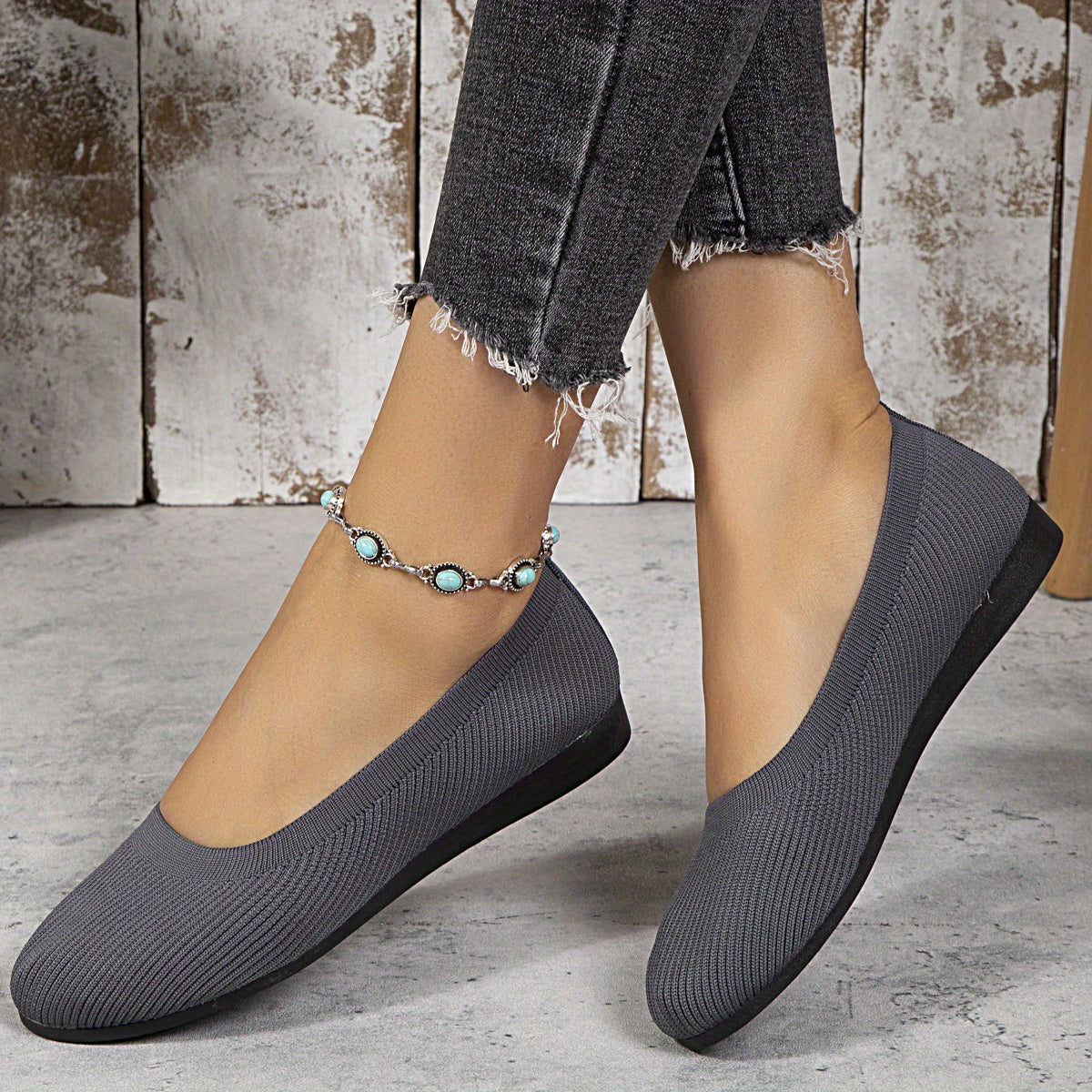 Women's Solid Flat Loafers Minimalist Slip On Round Toe Shoes
