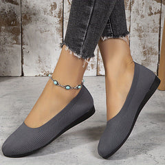 Women's Solid Flat Loafers Minimalist Slip On Round Toe Shoes
