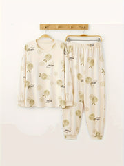 Fruit Print Pajama Set Long Sleeve Top & Pants