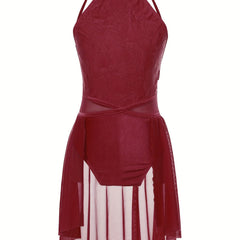 Girls Halter Neck Sleeveless Dance Dress Latin Dancer