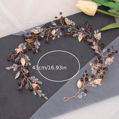 Crystal Headpiece Alloy Leaf Shape Headband Retro Headwear