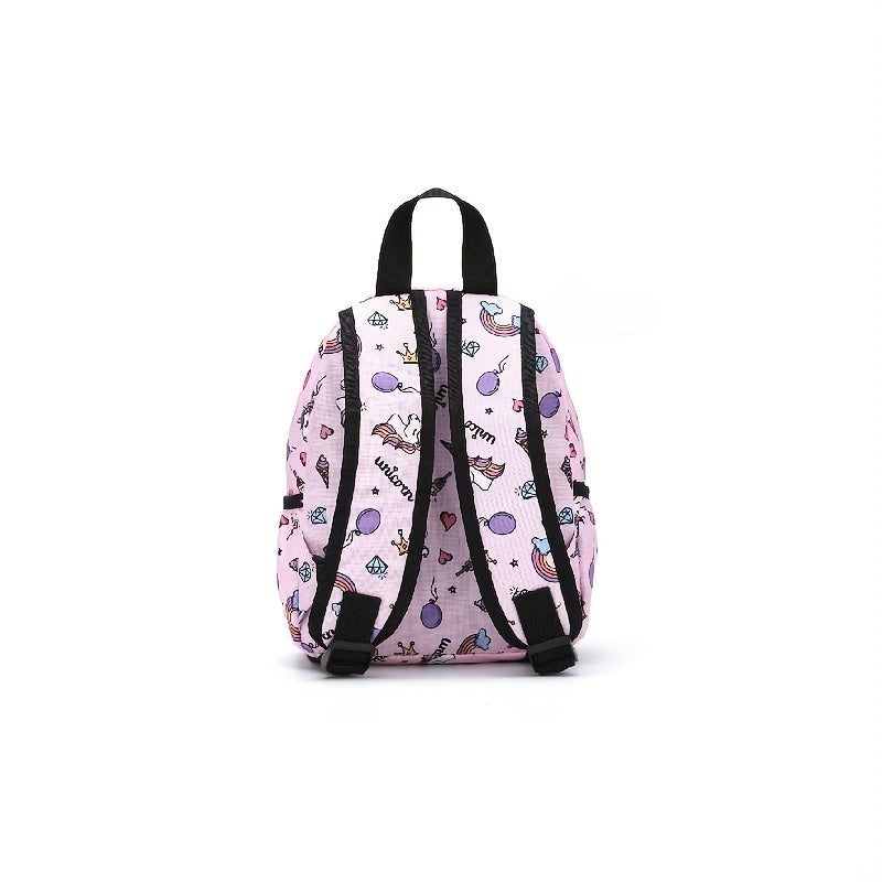 Pink Cartoon Unicorn Kids Backpack - Lightweight with Adjustable Straps