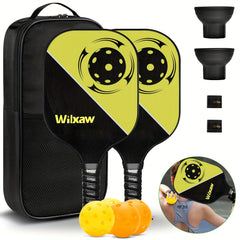 Pickleball Racket Set with Paddles, Balls, Sweatbands, and Ball Pickers