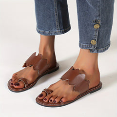Women's Loop Toe Slide Sandals Lightweight Open Toe Slip On Shoes