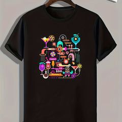 Drinks Print Men's Graphic T-shirt for Summer