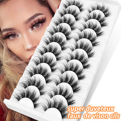 10 Pairs 6D Faux Mink Natural False Eyelashes Fluffy Dramatic Lashes