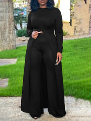 Solid Long Sleeve Hooded Tunic Top & Pants Set