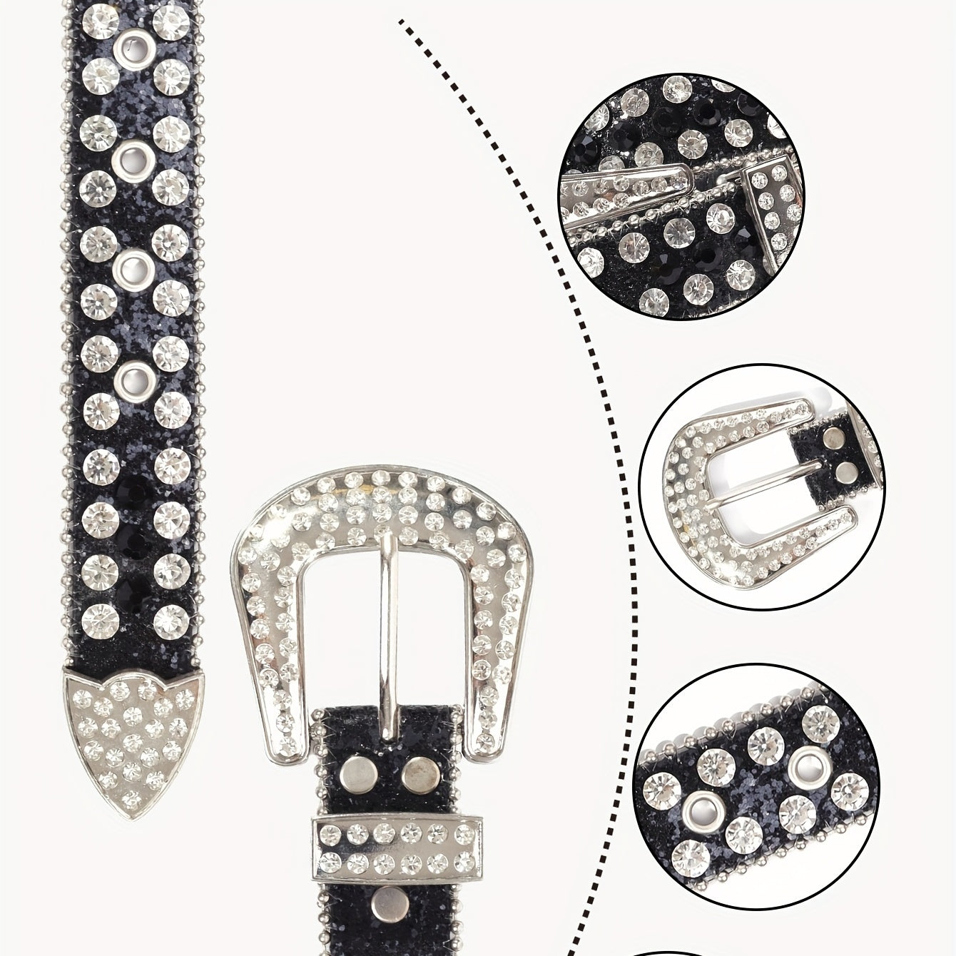 Kids Rhinestone Western Leather Belt - Cowgirl Cowboy