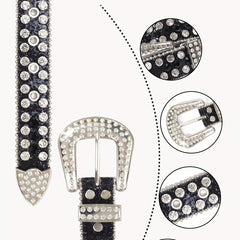 Kids Rhinestone Western Leather Belt - Cowgirl Cowboy