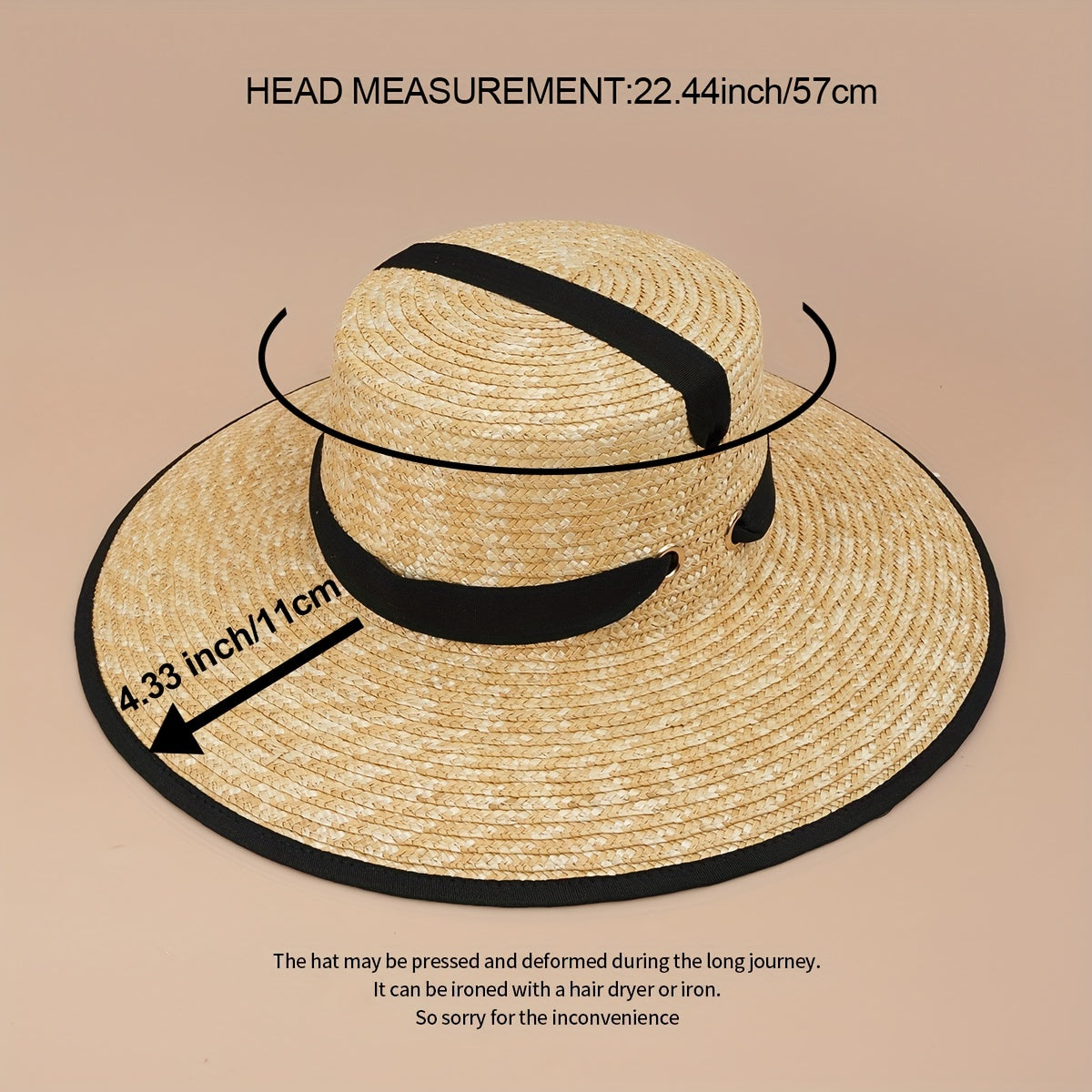 Wheat Straw Summer Beach Hat for Men and Women