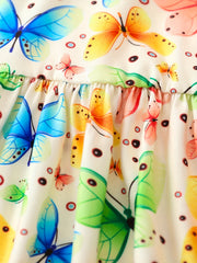 Girls' Dress With Cartoon Butterfly Rabbit Pony Print