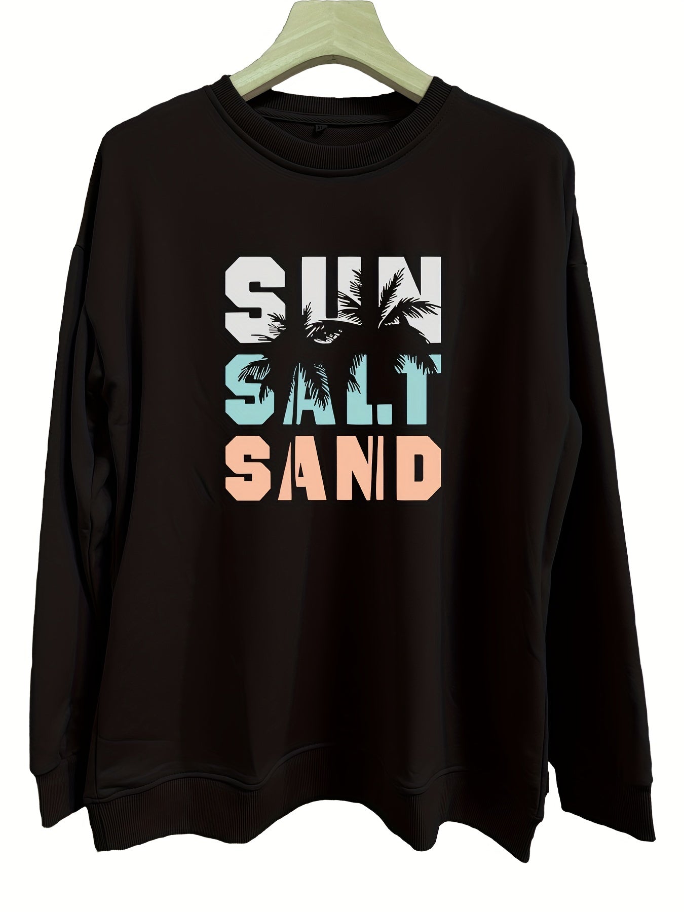 Coconut Tree & Letter Print Sweatshirt for Women