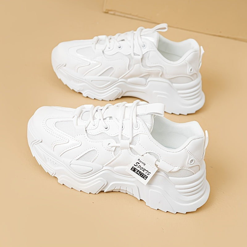 Women's Retro Platform Sneakers Lace-Up Casual Dad Shoes