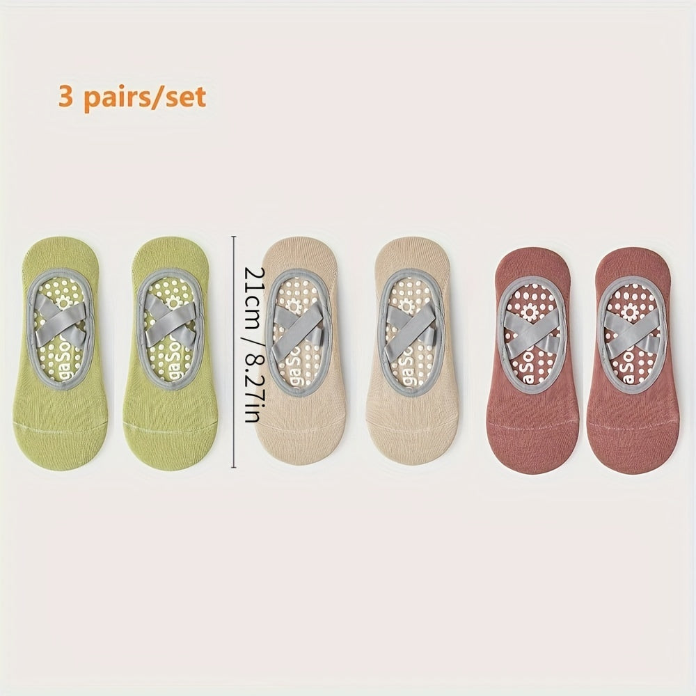 3 Pairs Yoga Socks Non-slip Cross Strap Sports Socks
