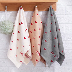 Heart Pattern Cartoon Hand Towel Absorbent Skin-Friendly 13 x 29in
