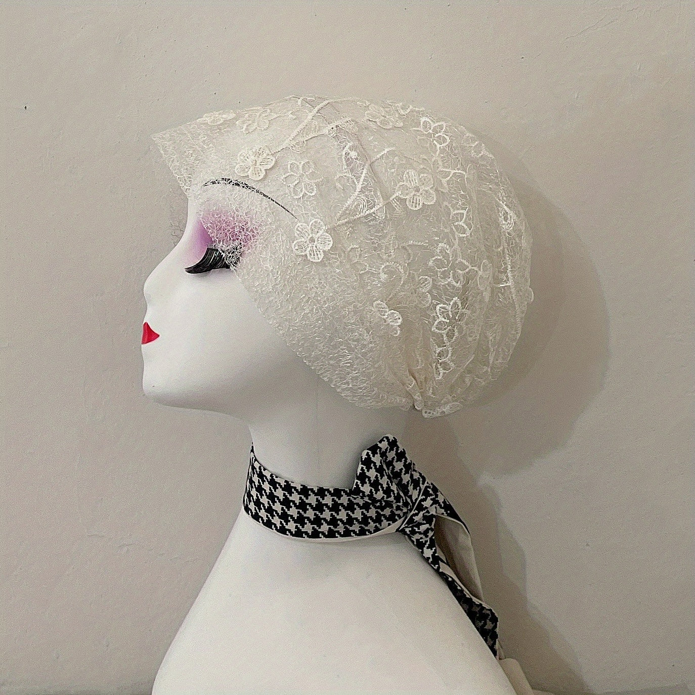 Flower Embroidery Lace Beanie Thin Breathable Turban Cap Head Wrap