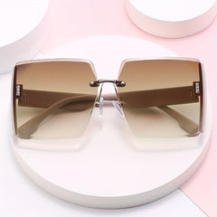 Rimless Sunglasses Women Large Gradient UV400 Sun Shades Glasses
