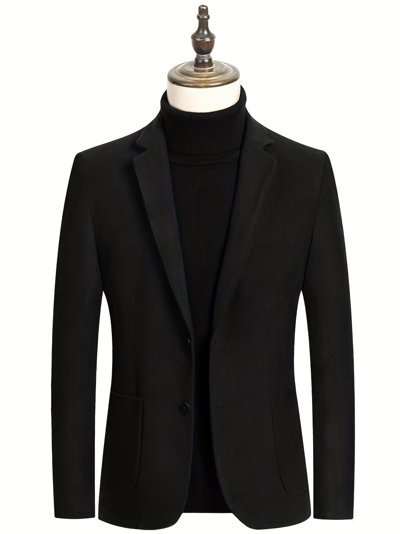 Men's Woolen Blazer Solid Lapel Sports Coat Spring Fall Business