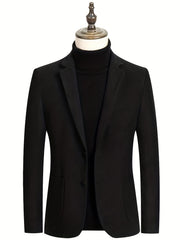 Men's Woolen Blazer Solid Lapel Sports Coat Spring Fall Business