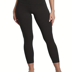 Basic Leggings Women's Plus Solid Soft High Waisted Yoga Fitness Pants