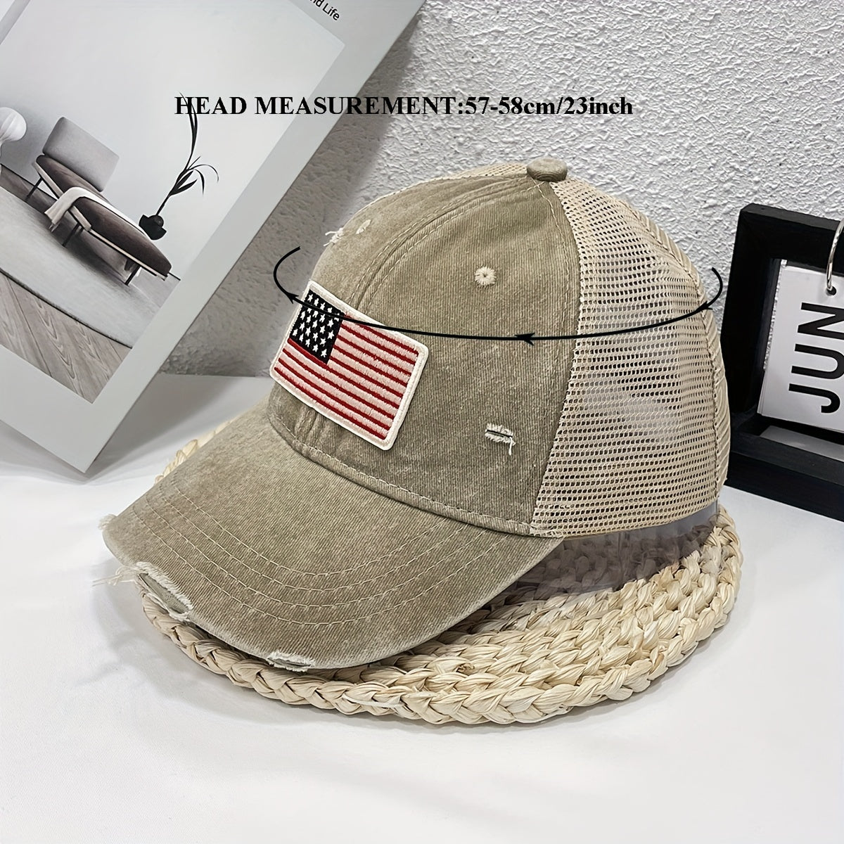 Embroidered American Flag Denim Baseball Cap