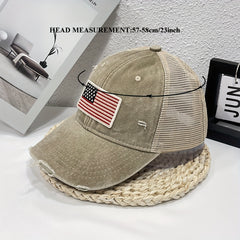 Embroidered American Flag Denim Baseball Cap