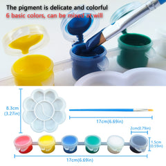 Kids' Painting Set - 9pcs/6 Animals/6 Colors/1 Brush/1 Palette