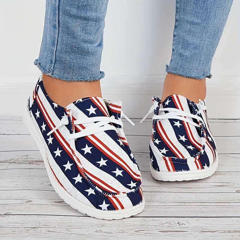 Women's Star Spangled Canvas Shoes Low Top Outdoor Shoes