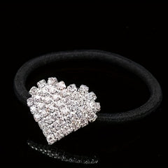 2pcs Rhinestone Heart Hair Tie Elastic Bands Girls Accessories