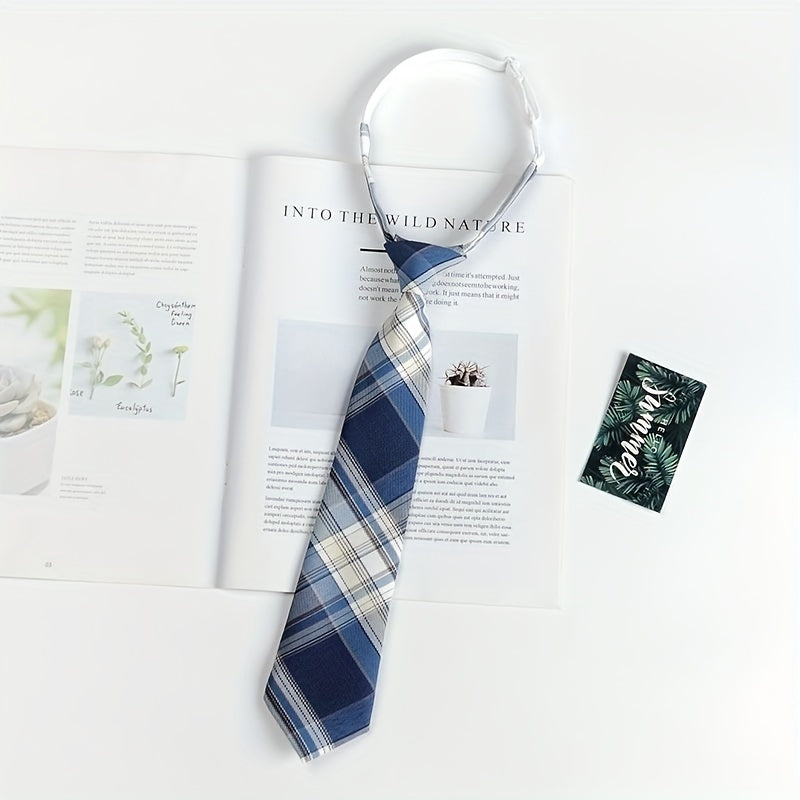 Plaid Elastic Small Tie For Cosplay School Uniform Boys