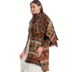 National Style Warm Blanket Fringed Shawl Wrap