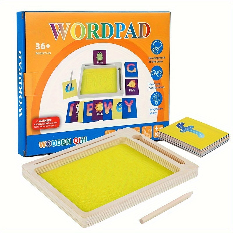 Colorful Alphabet & Number Sand Art Set Wooden Toy Ages 3