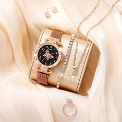 Butterfly Rhinestone Watch & Bracelet Set