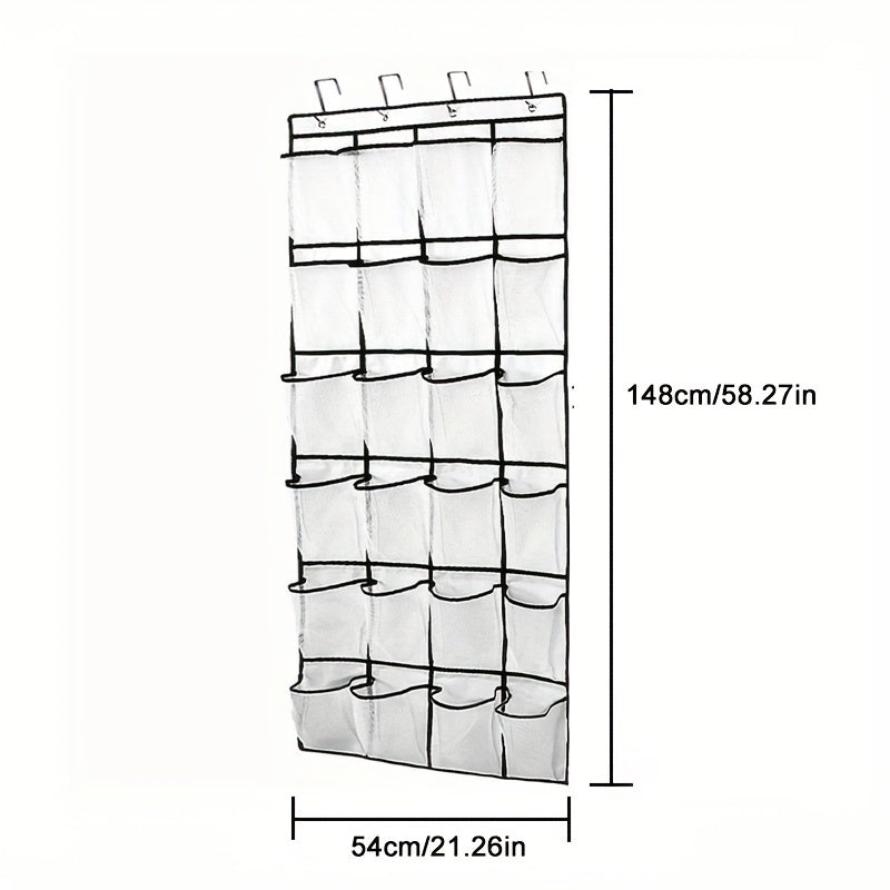 Over The Door Shoe Rack with 28 Large Mesh Pockets Organizer