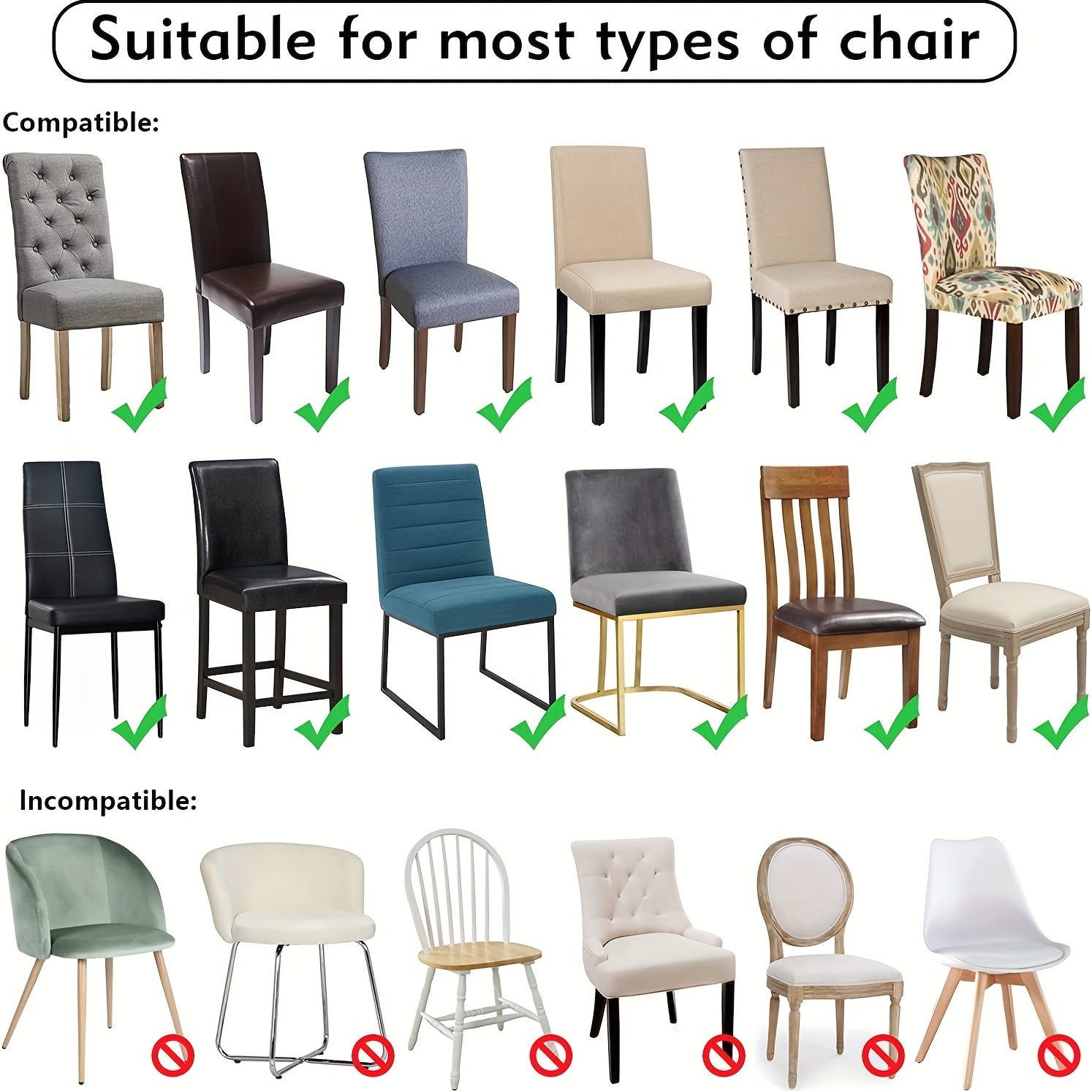 Stretch Chair Cover with Elastic Band Solid Jacquard Grid Pattern