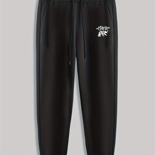 Bear Letter Mama Print Men's Pants Drawstring Sweatpants