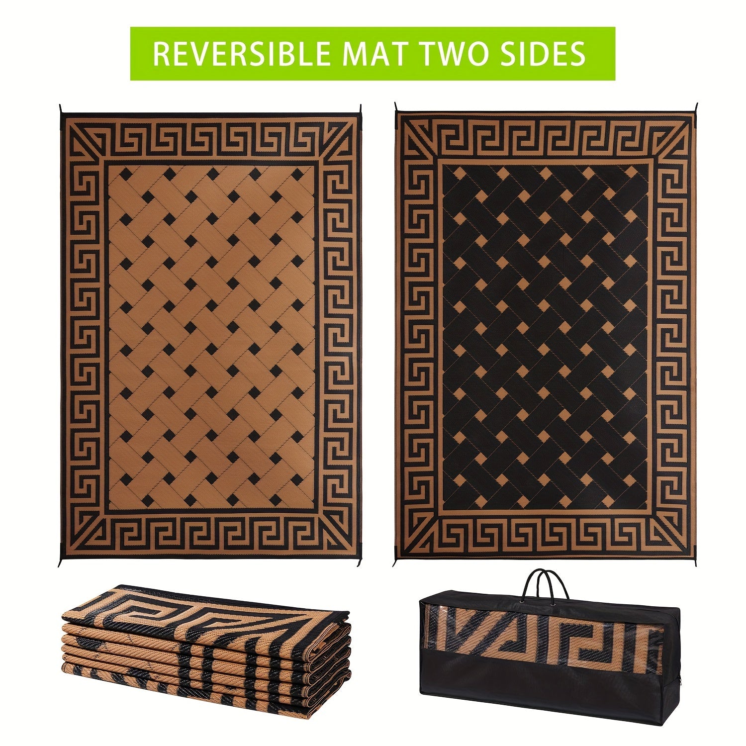 Waterproof Outdoor Rug Stain & UV Resistant Floor Mat for Patio Porch RV Pool