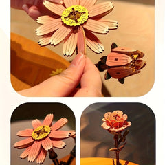 3D Rose Puzzle Wooden DIY Floral Model - No Electricity Needed