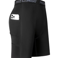 Men's Compression Shorts With Pocket Moisture Wicking Base Layer