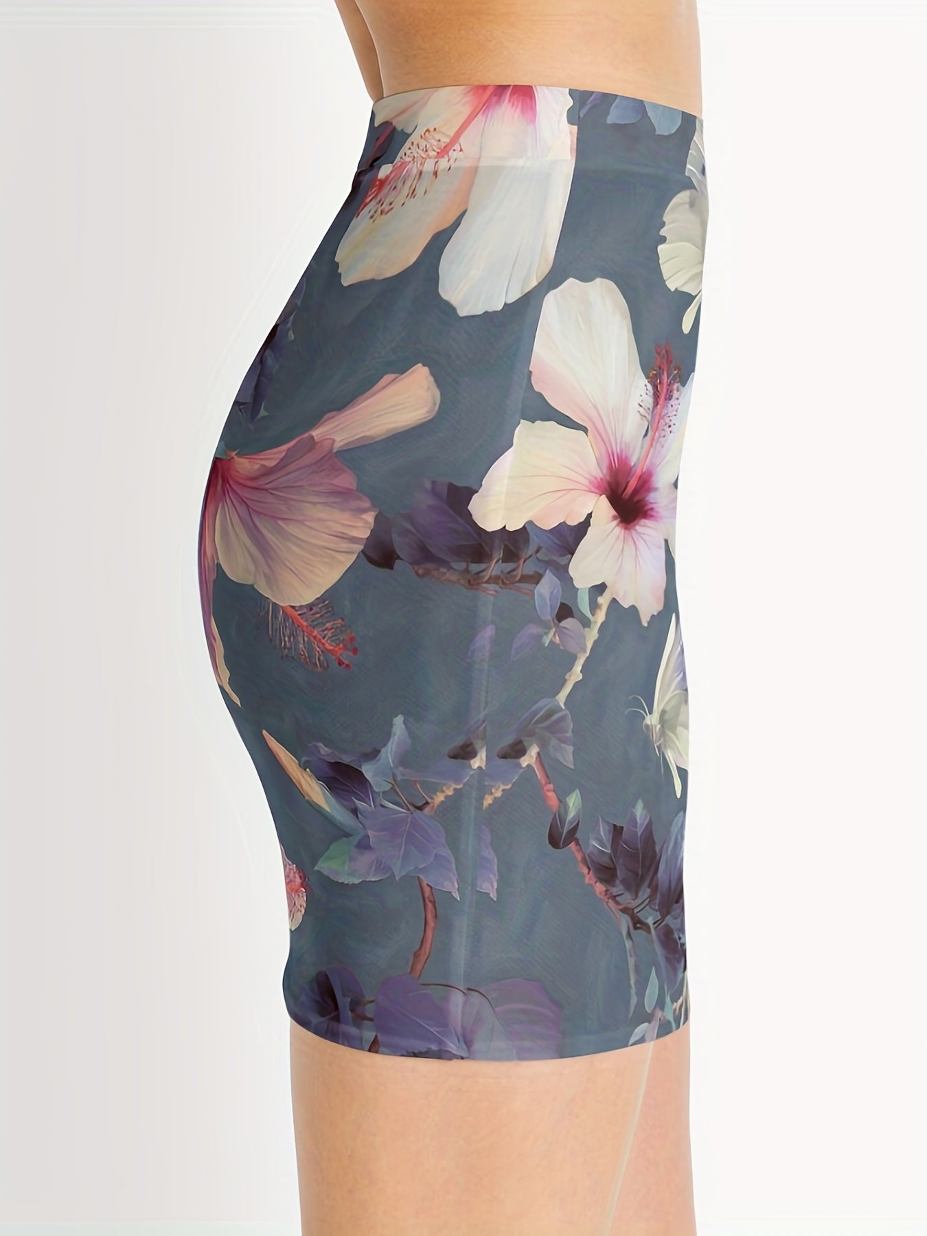 Floral Print Mini Skirt Casual Skinny Skirt For Spring & Summer